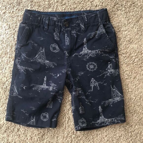 Lands End Adjustable Waist Nautical Shorts 14S - Picture 1 of 4